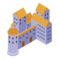 Romanian castle icon isometric vector. Romania flag vector