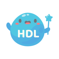 HDL and LDL cholesterol cartoon. Good fat and bad fat accumulated in the body. png