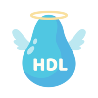 HDL and LDL cholesterol cartoon. Good fat and bad fat accumulated in the body. png