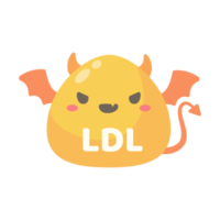 HDL and LDL cholesterol cartoon. Good fat and bad fat accumulated in the body. png