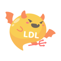 HDL and LDL cholesterol cartoon. Good fat and bad fat accumulated in the body. png