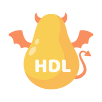 HDL and LDL cholesterol cartoon. Good fat and bad fat accumulated in the body. png