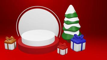 product promotion podium with red background and christmas theme photo