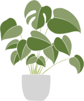 monstera fabriek uit de vrije hand tekening vlak ontwerp. png