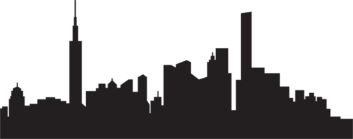 modern cityscape skyline silhouette drawing. png
