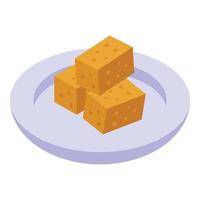 Soy cubes icon isometric vector. Organic vegan vector