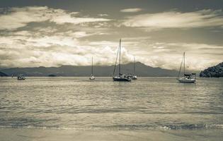 Beach Julia on tropical island Ilha Grande Abraao beach Brazil. photo