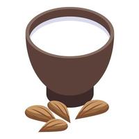 icono de almendra de leche vector isométrico. comida vegetal