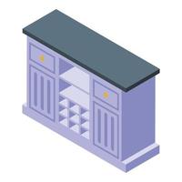 Shelf wine cabinet icon isometric vector. Room bar vector