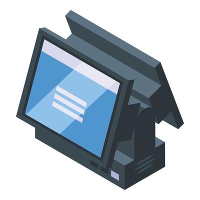 Touch screen icon isometric vector. Screen cash