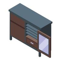 Wine cabinet table icon isometric vector. Wood bar vector