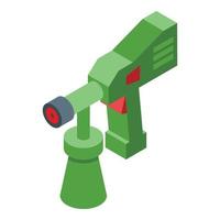 Green gun icon isometric vector. Paint spray vector