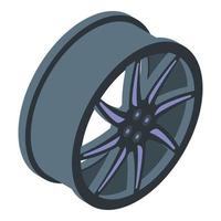 Black aluminium wheel icon isometric vector. Car repair vector