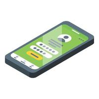 Secured phone login icon isometric vector. Security data vector