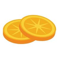 icono de pieza naranja seca vector isométrico. merienda de frutas