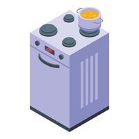 Digital stove icon isometric vector. Heater maid vector