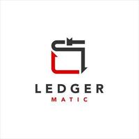 modern ledger software technology logo design vector