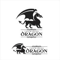 winged dragon logo simple black vector