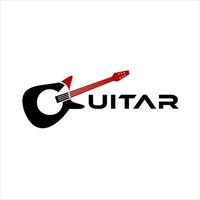 music logo simple guitar text design vector