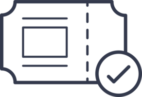 Ticket erledigt Symbol in weißen Farben. gutscheinzeichen illustration. png