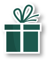 Gift box icon in flat design style. Wrapped gift box with ribbon sign. png