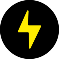 Donner-Power-Symbol im flachen Design-Stil. Abbildung der Blitzzeichen. png