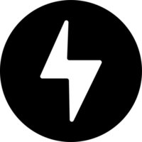 ícone do poder do trovão em preto e branco. ilustração de sinais de relâmpago. png