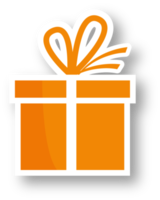 Gift box icon in flat design style. Wrapped gift box with ribbon sign. png
