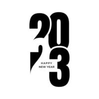 Happy New Year 2023 Greeting banner logo design illustration, creative new year 2023 vector in black, geometric modern in retro style