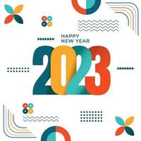 Abstract design happy new year 2023,modern geometric and typography. colorful vector happy new year 2023 greeting card. Vector illustration