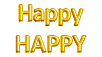Realistic Happy Isolated Balloon Text Effect. You can use this asset for content like as Birthday, Party, Anniversary, Education, Carnival, Celebrate, Wedding, Christmas, Happy New Year and anymore. png