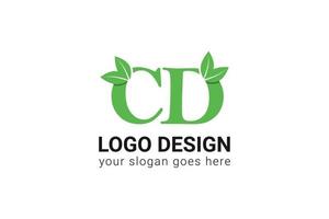 CD letter eco logo with leaf. Vector typeface for nature posters, eco friendly emblem, vegan identity, herbal and botanical cards etc. Ecology M letter logo with green leaf.