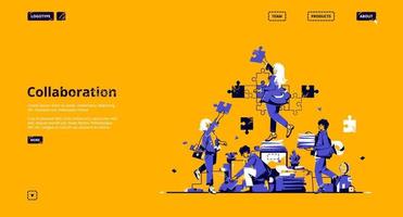 Collaboration and teamwork landing page vector