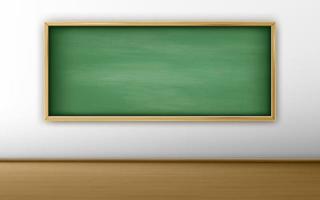 Green blackboard, chalkboard in empty classroom vector