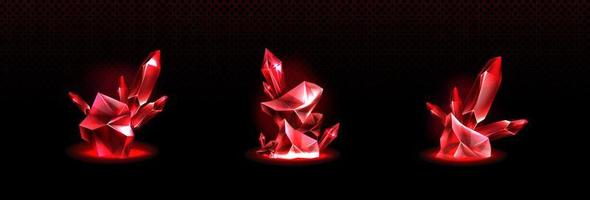 Precious ruby stones, shiny red crystals vector
