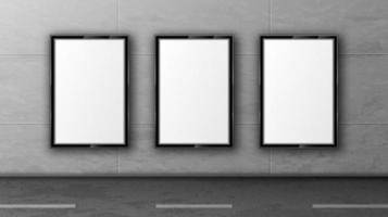 Blank street billboards in black frames on wall vector