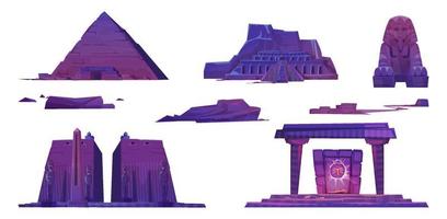 Ancient Egypt pyramids, pharaoh temples, sphinx vector