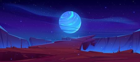 Alien planet surface, landscape background view vector