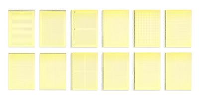 cuadernos con papel amarillo en líneas y puntos vector