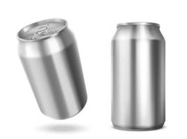 Tin can with open key front and angle view, jars vector
