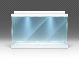 Aquarium glass box, terrarium with backlight. vector