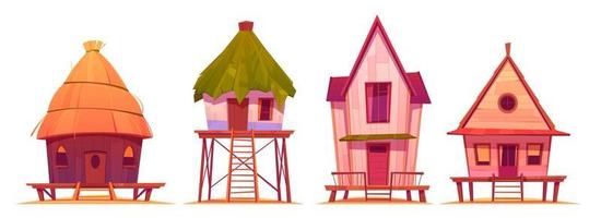 palafitos de verano, bungalows en la playa del mar vector