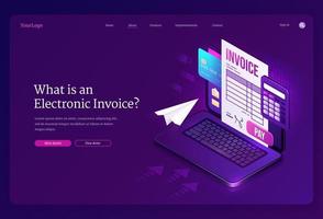 Electronic invoice, payment isometric landing page vector