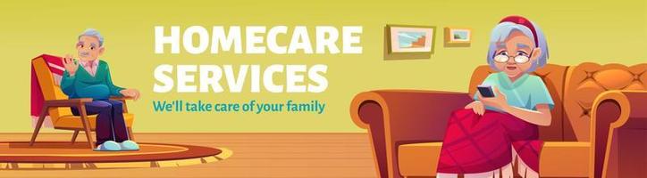 Homecare services poster, home care and social aid vector