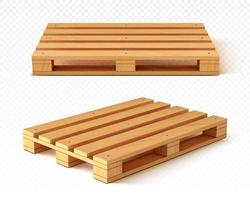 Wooden pallet front and angle view. Wood trays vector