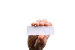 blank torn notepaper in hand photo
