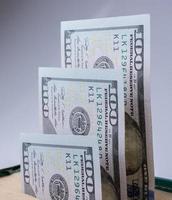 Banknotes of US dollar on canvas photo