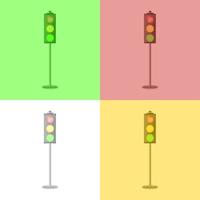 Seamless pattern of Traffic Lights on colorful squares. Colorful vector illustration.