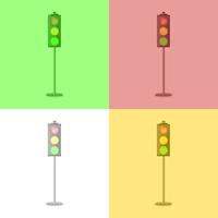 Seamless pattern of Traffic Lights on colorful squares. Colorful vector illustration.