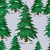 Winter hristmas Trees and Pines in Snow. Colorful vector Illustration.